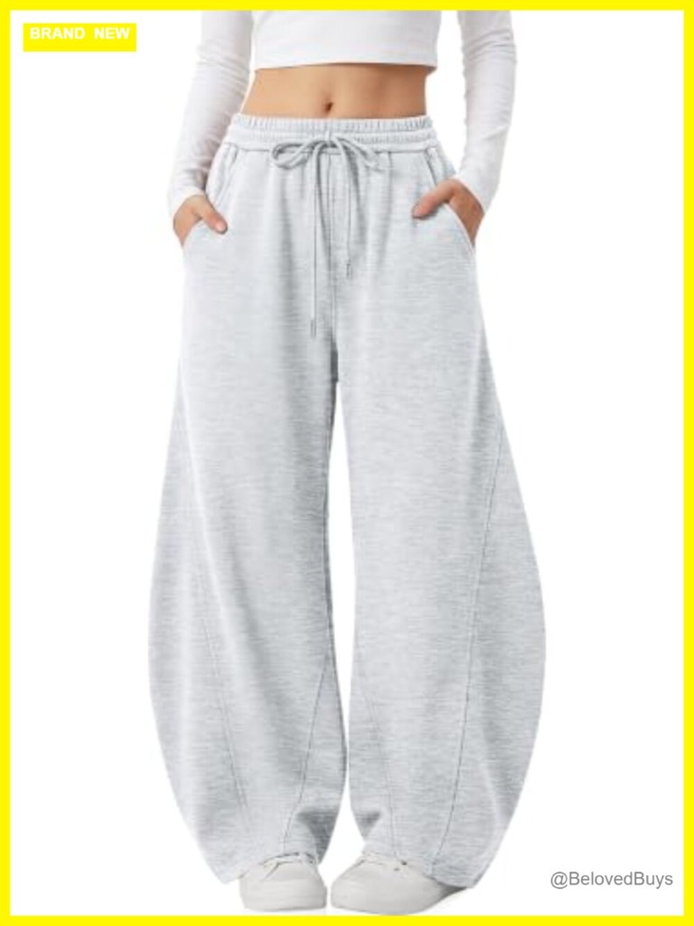TARSE Women's Barrel Sweatpants Wide Leg Drawstring Cotton Blend Lounge Pants